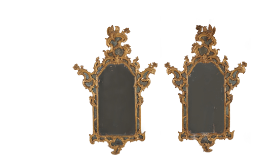 Immagine di Coppia di importanti specchiere in legno dorato